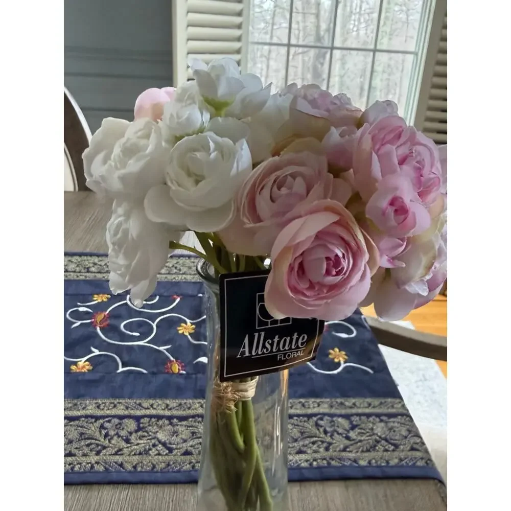 Allstate Faux Ranunculus Floral Arrangement Nwt